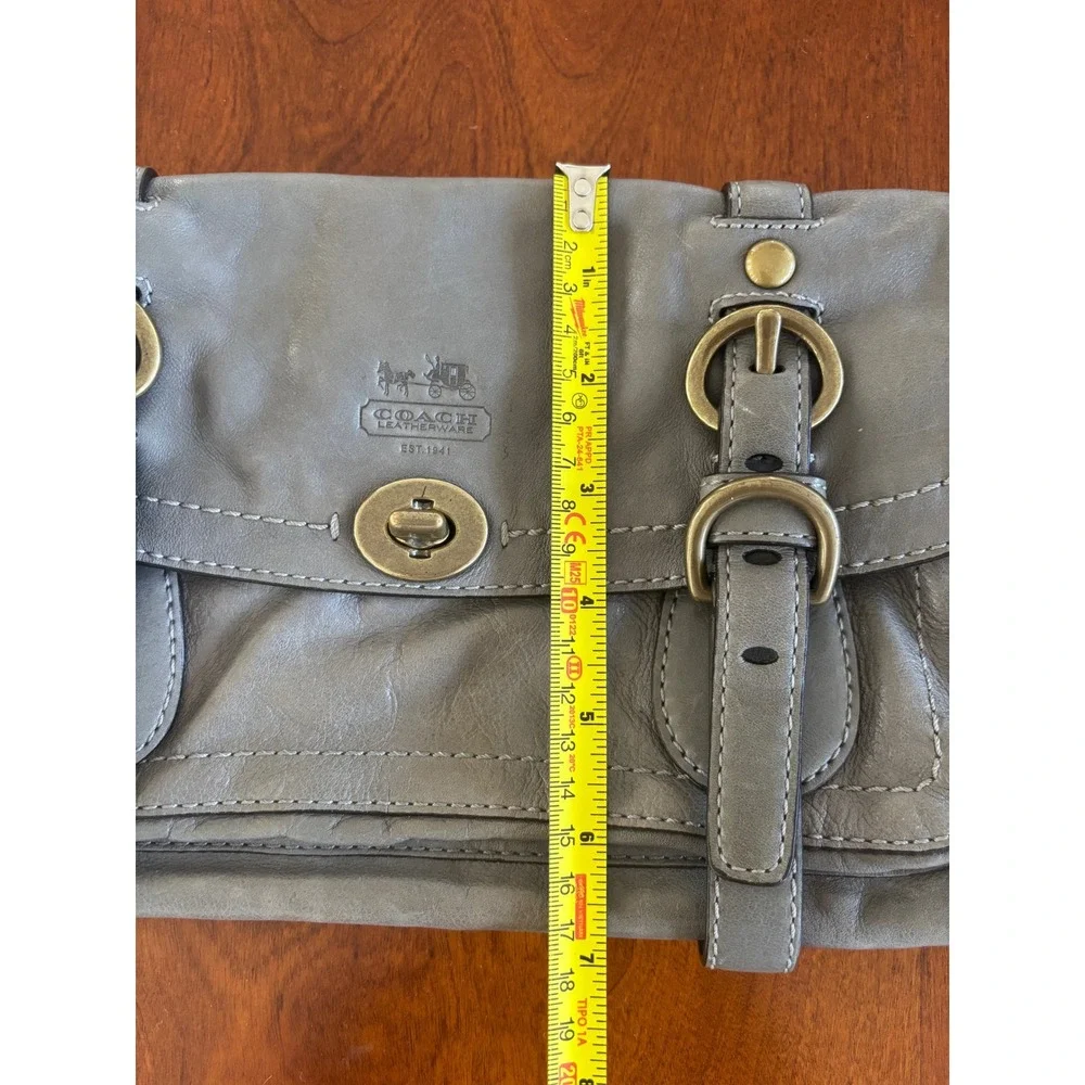 Coach Parker Grey‎ Leather Wristlet Clutch Bag E0893-12707 Vintage Y2K Brass